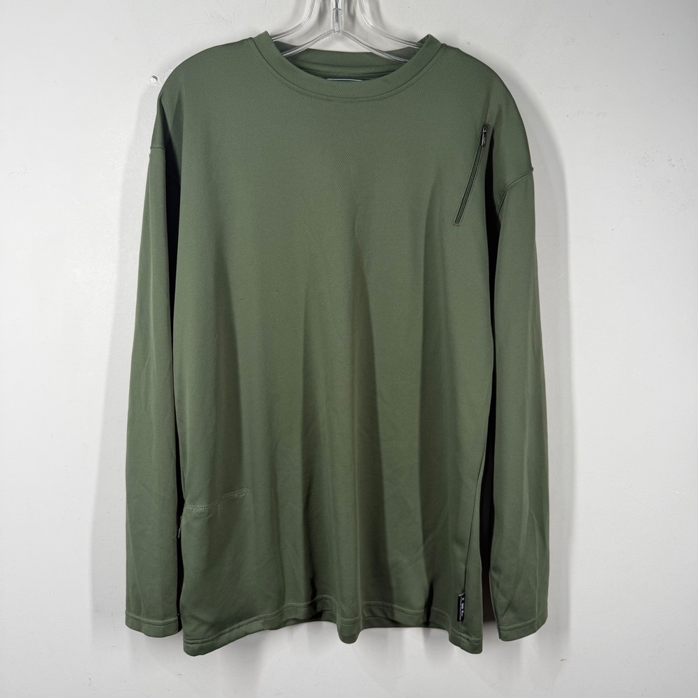 Scottevest Mens High IQ TEC Performance Long Sleeve T Shirt 3 Pocket Green Sz L